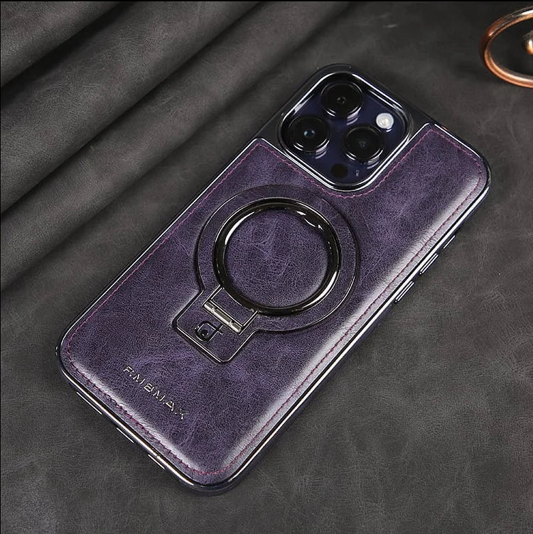 Phone Case Textured Grip Foldable Kickstand & Magnetic Ring