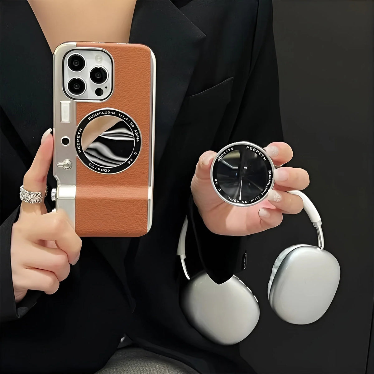 Phone Case Vintage Camera Design Magnetic Scratch-Resistant & Dustproof