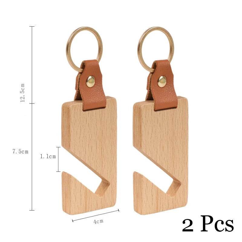 Phone Stand Natural Wood Portable Keychain Design