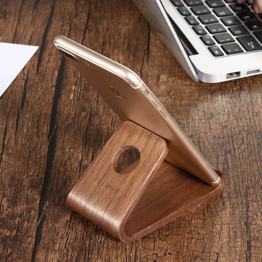 Phone Stand Wooden Non-Slip Compact Desk Design