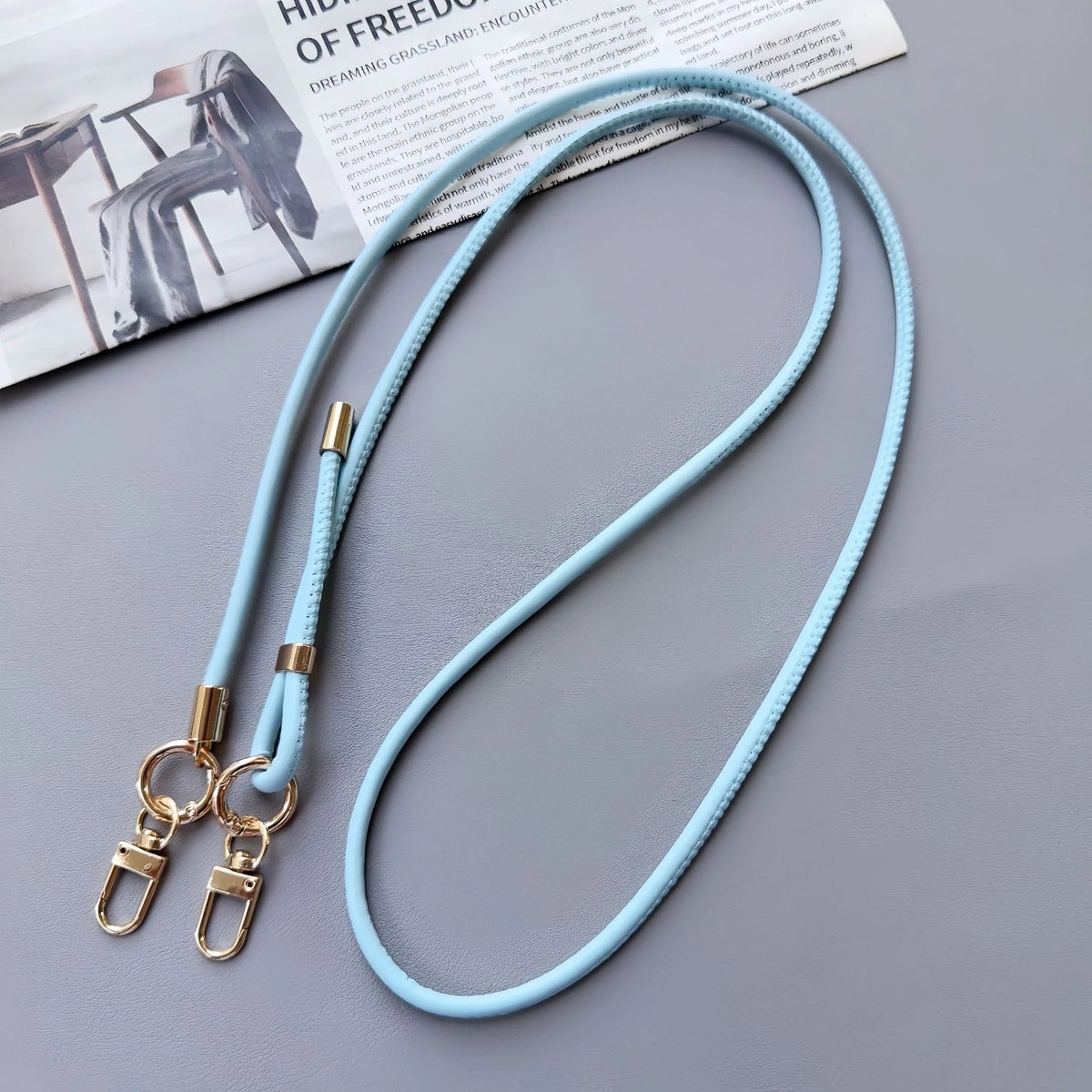Phone Strap Leather Adjustable Length With Dual Metal Clips