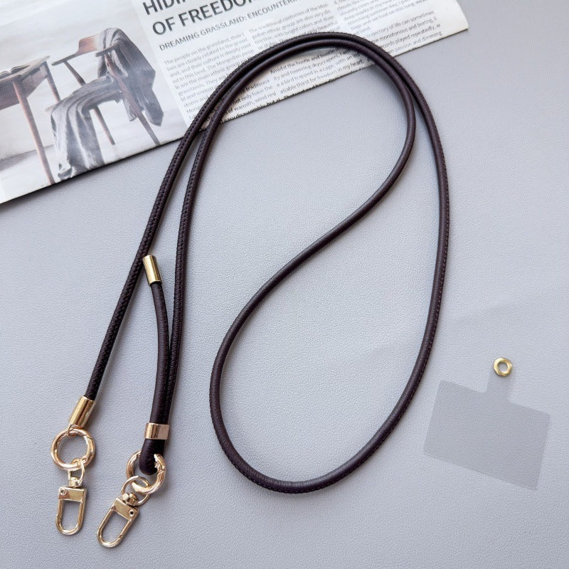 Phone Strap Leather Adjustable Length With Dual Metal Clips