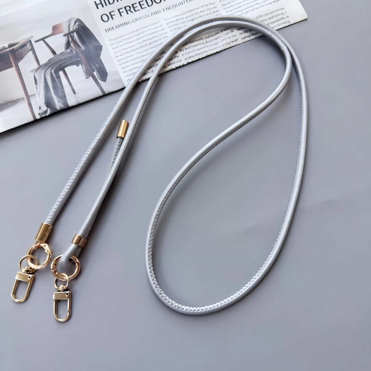 Phone Strap Leather Adjustable Length With Dual Metal Clips