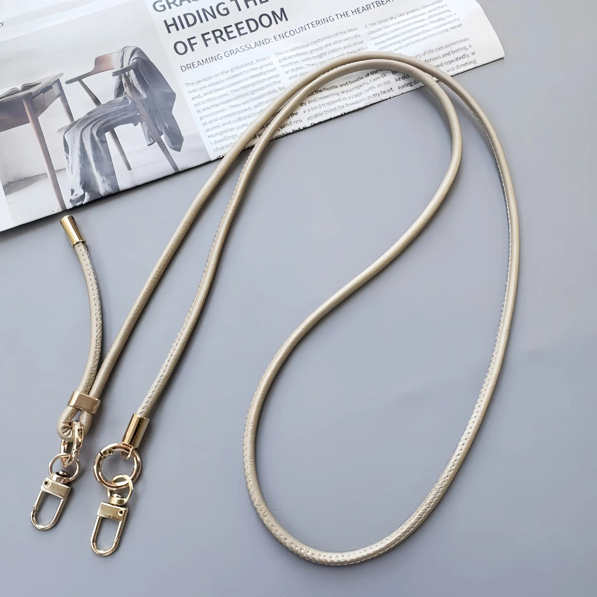 Phone Strap Leather Adjustable Length With Dual Metal Clips