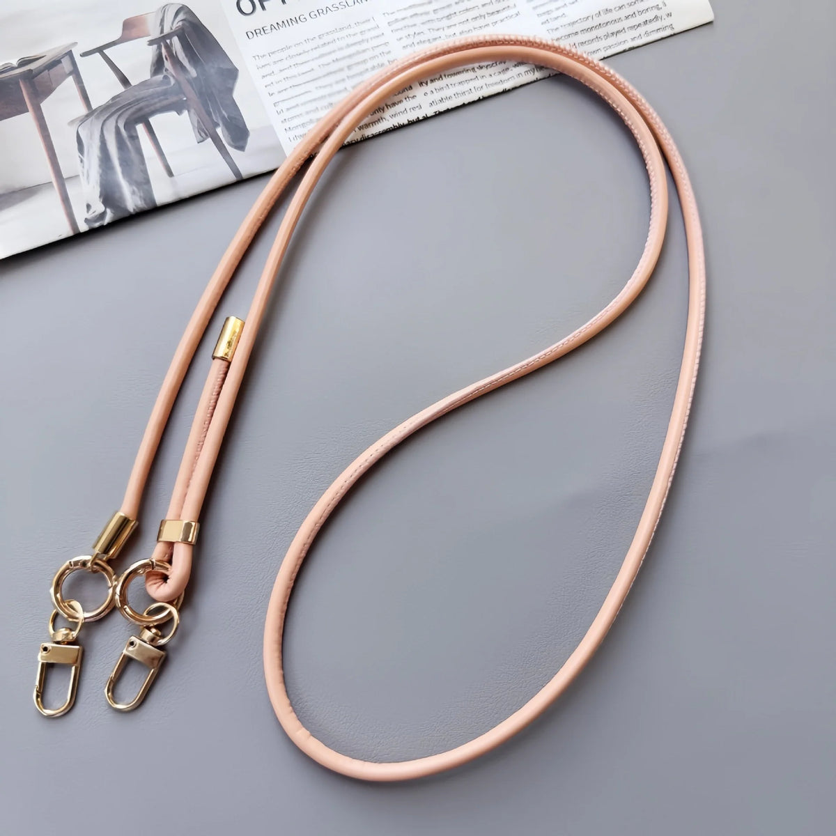 Phone Strap Leather Adjustable Length With Dual Metal Clips