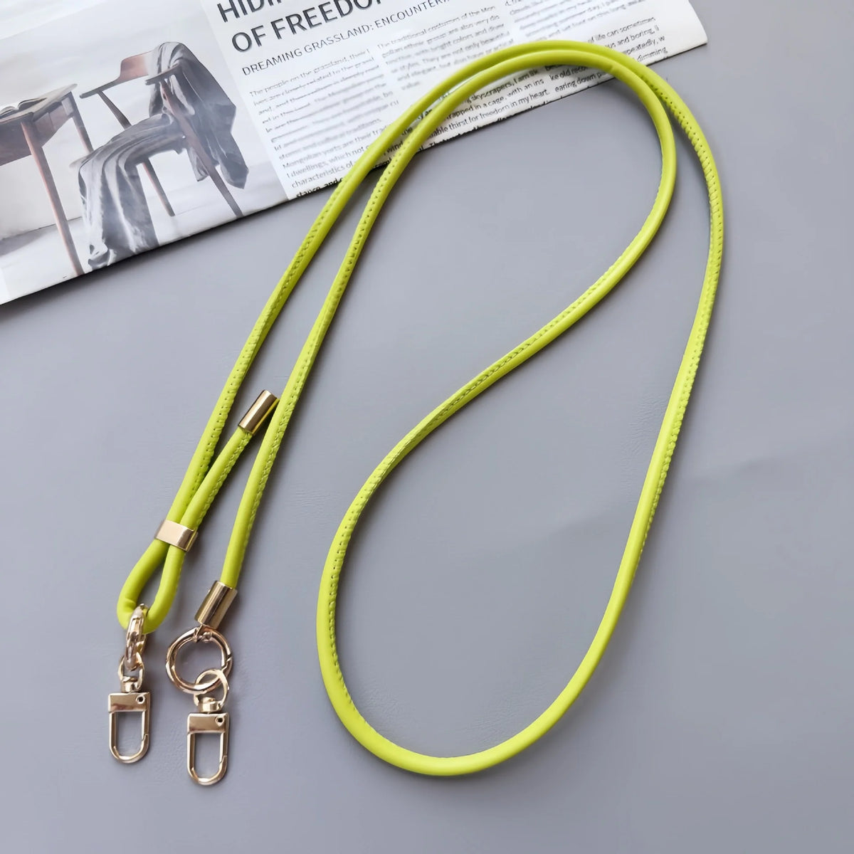 Phone Strap Leather Adjustable Length With Dual Metal Clips