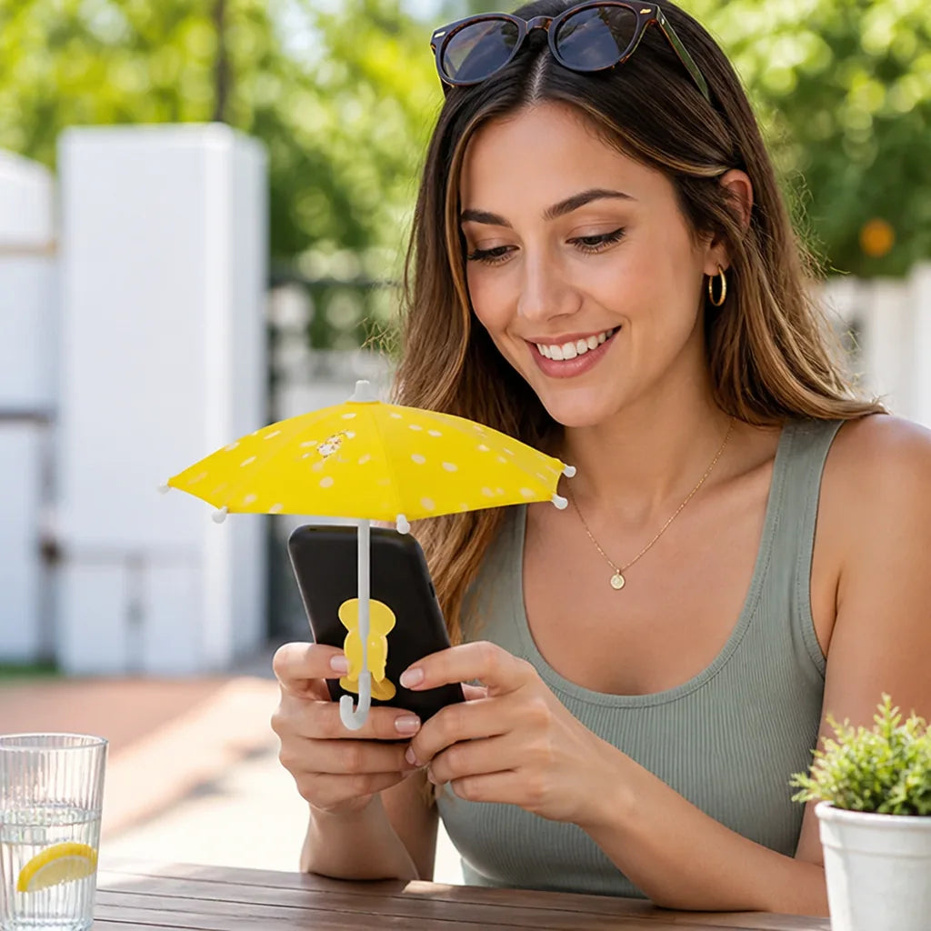 Phone Umbrella Holder Silicone Suction-Mount Sun & Rain Shield