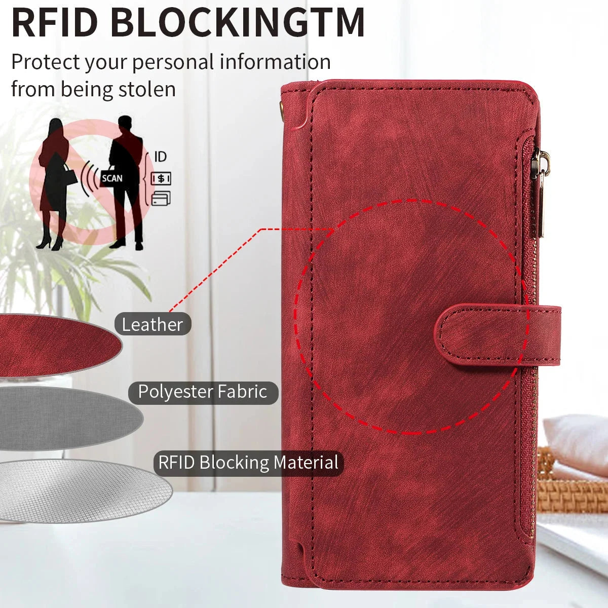 Phone Wallet Case Card & Cash Storage Wrist Strap