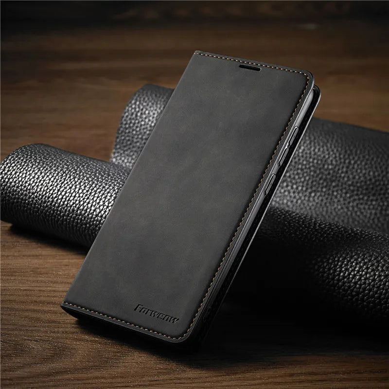 Phone Wallet Case Magnetic Closure Card Slots Foldable Stand