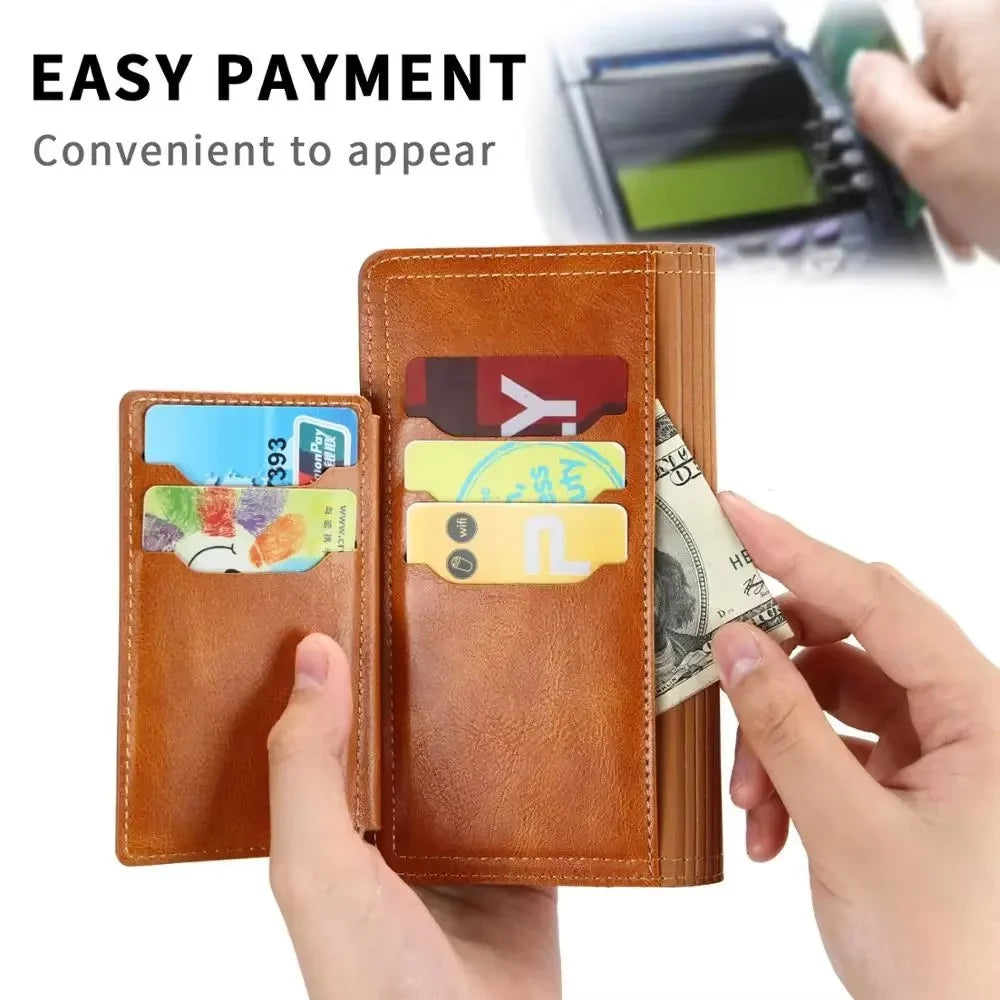 Phone Wallet Case Zipper Closure Card Slots Built-In Stand