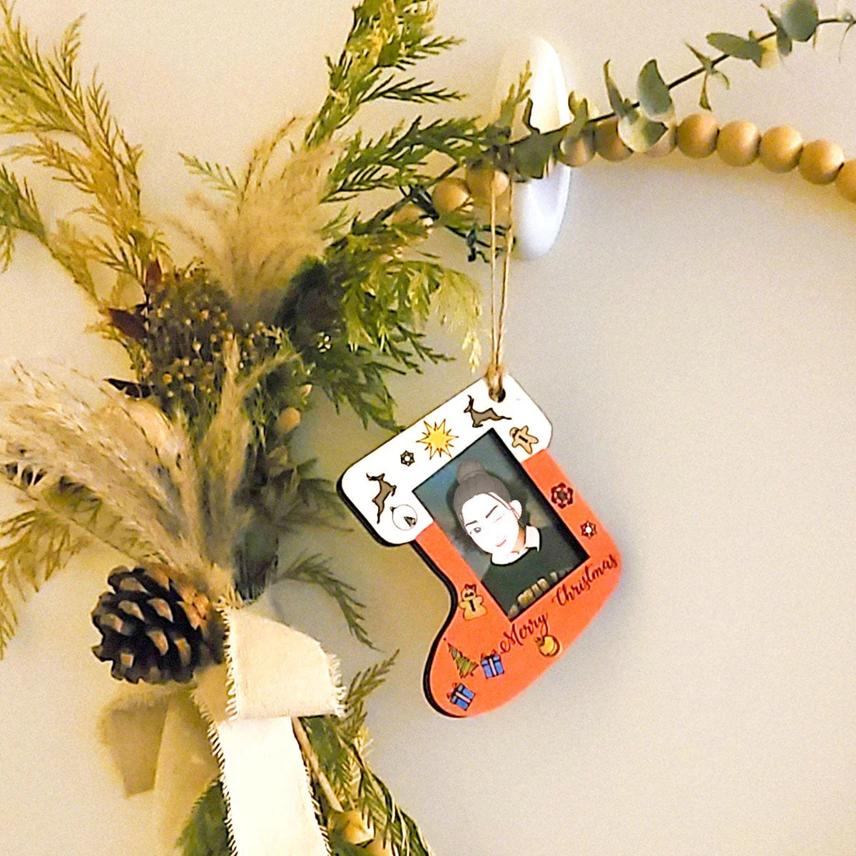 Photo Stocking Ornament Wooden DIY Kit & Ready Painted