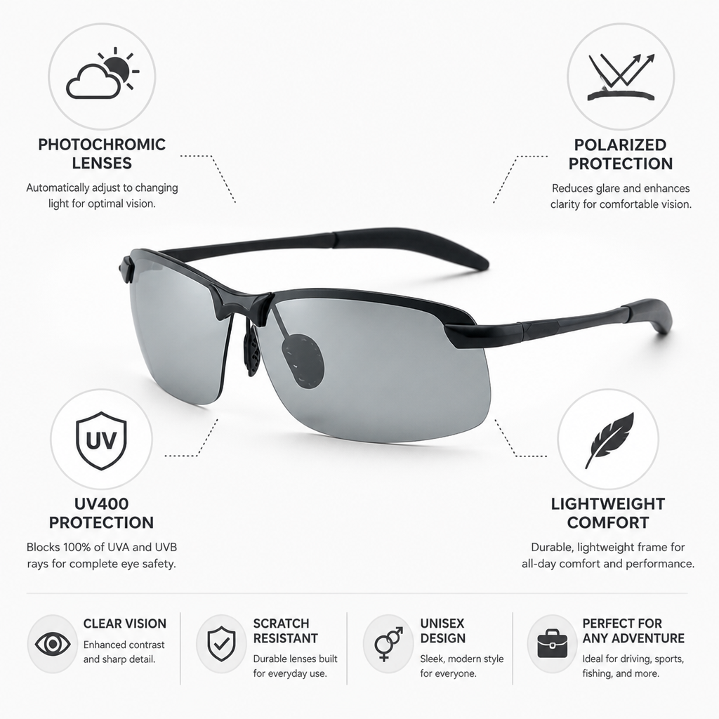 Photochromic Polarized UV400 Sunglasses (Unisex)