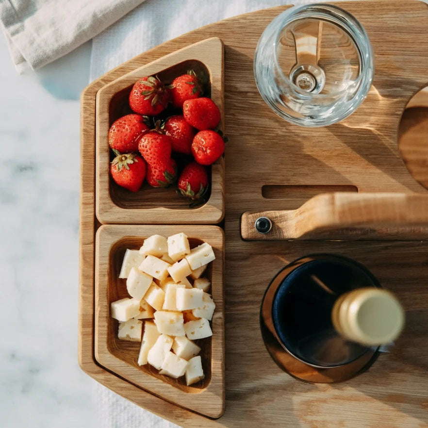Picnic Table Wooden Wine & Snack Compartments