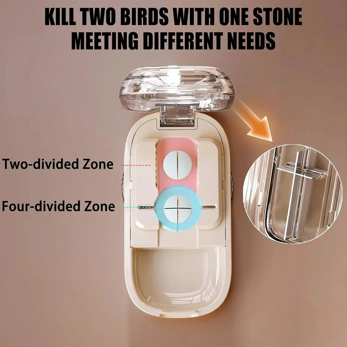Pill Cutter Adjustable Alignment Stainless Steel Blade with Storage Compartments