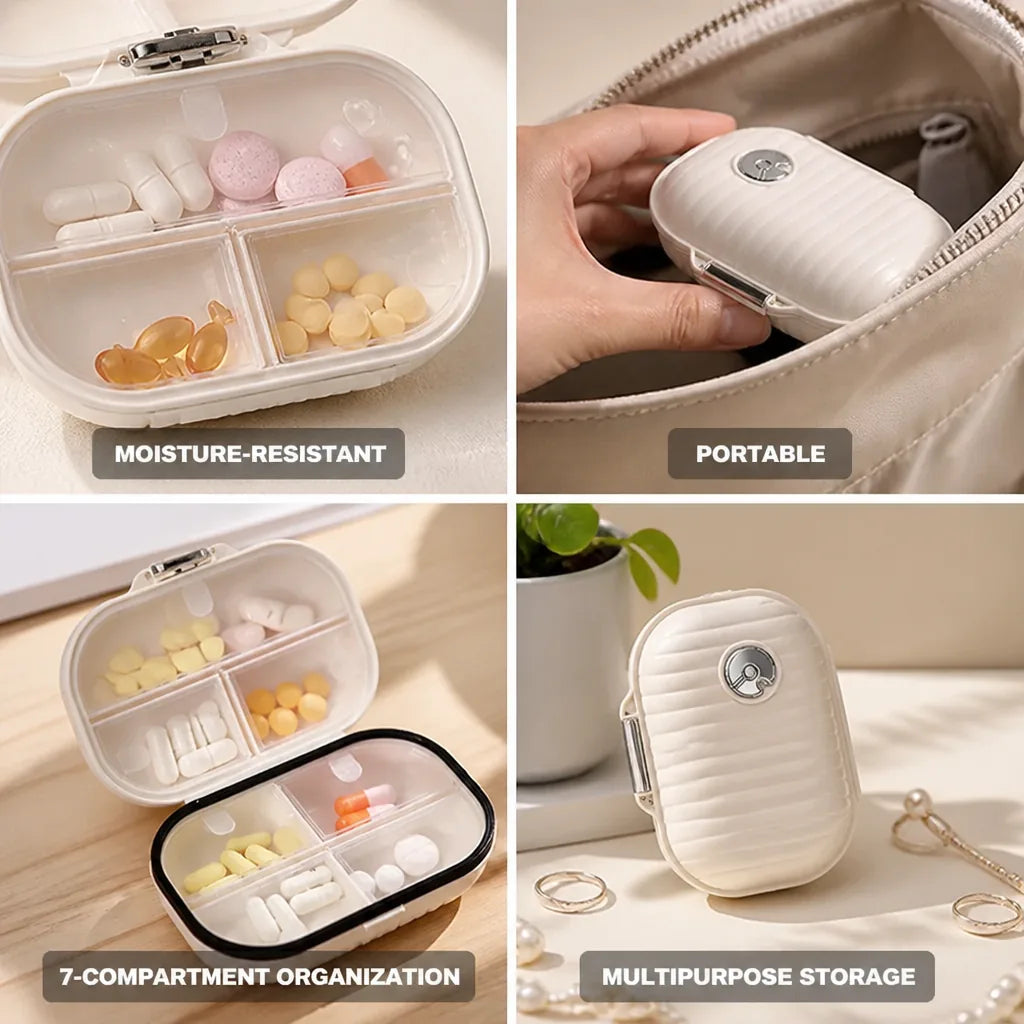 Pill Organizer 7-Compartment Moisture-Resistant Seal Set of 2
