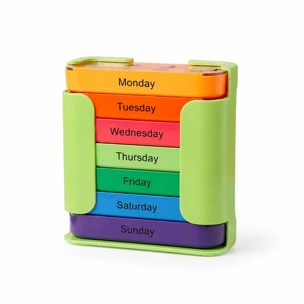 Pill Organizer 7-Day Labeled Color-Coded Slim Travel