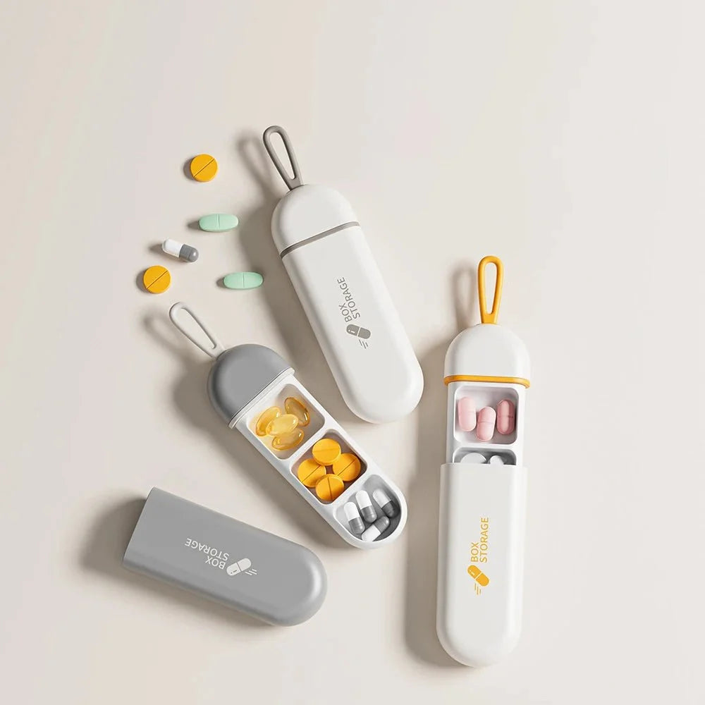 Pill Organizer Compact Travel Case Secure Lid