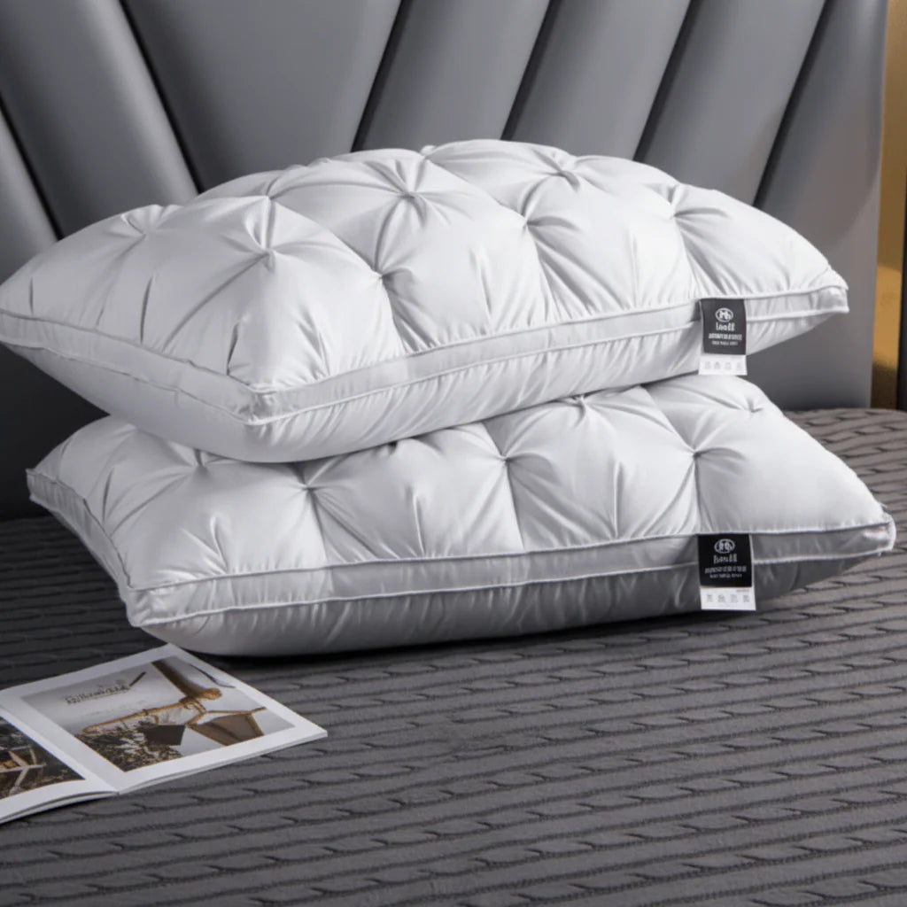 Pillow 100% Goose Down Breathable Hypoallergenic Machine Washable