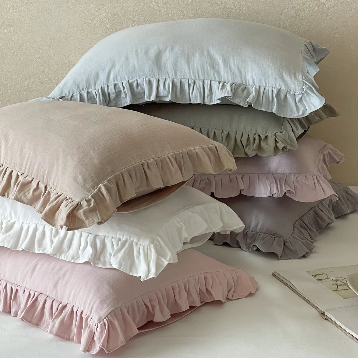 Pillowcase Set Pre-Washed Linen & Ruffled Edge