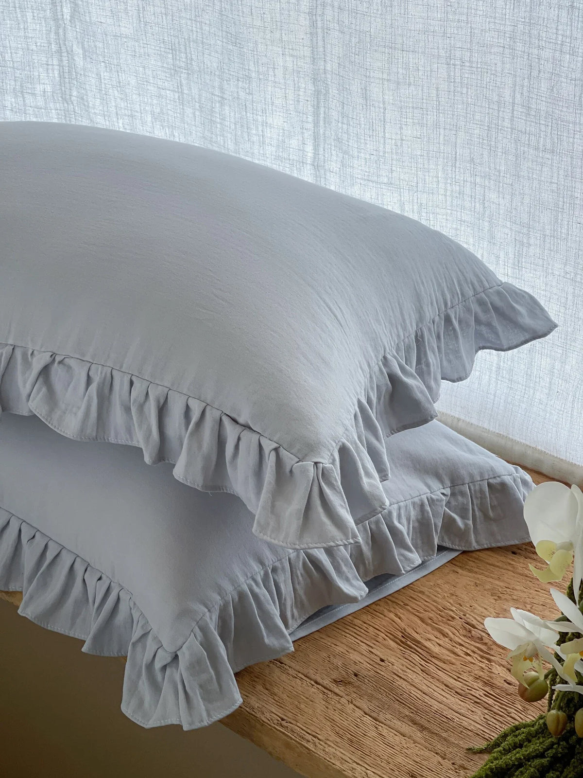 Pillowcase Set Pre-Washed Linen & Ruffled Edge
