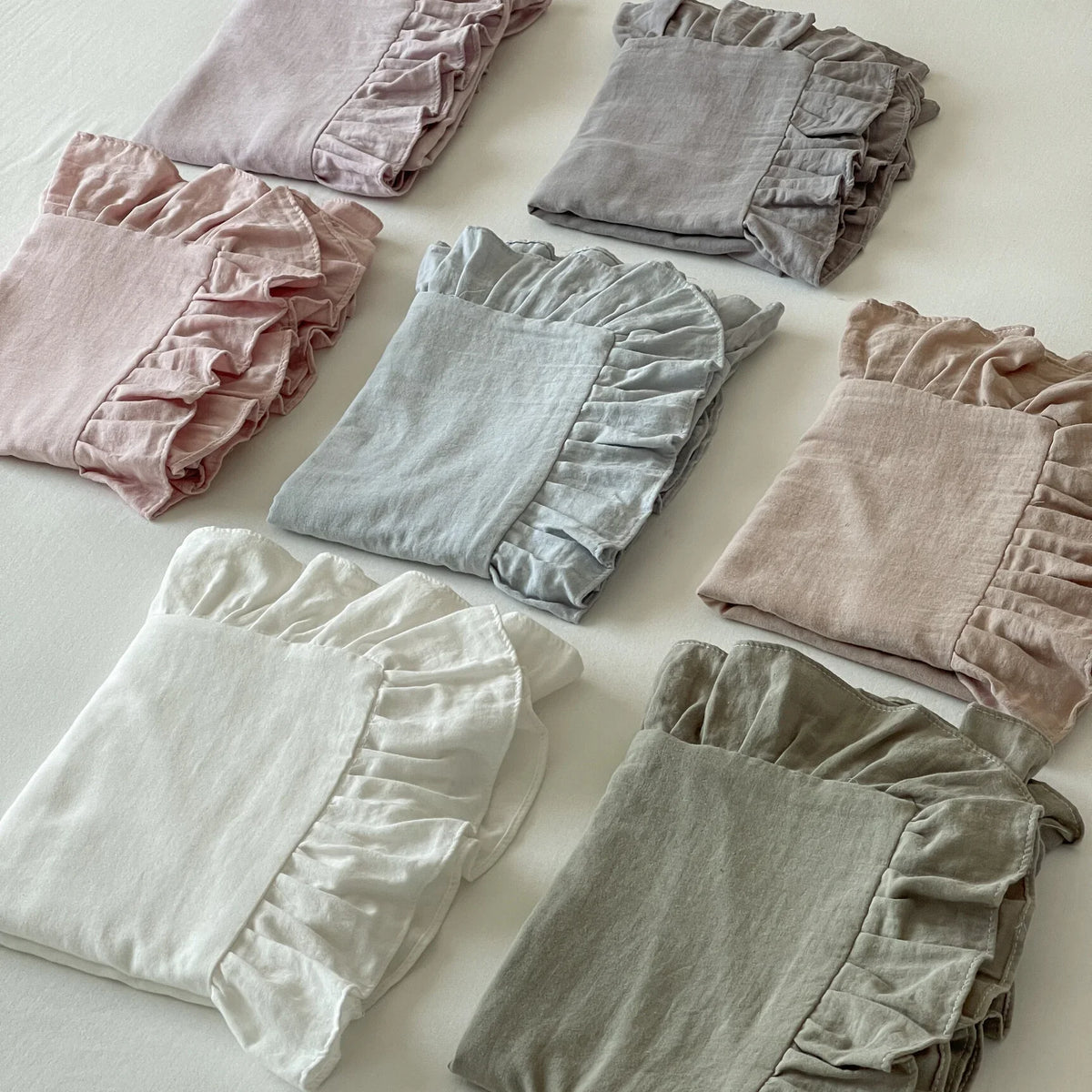Pillowcase Set Pre-Washed Linen & Ruffled Edge