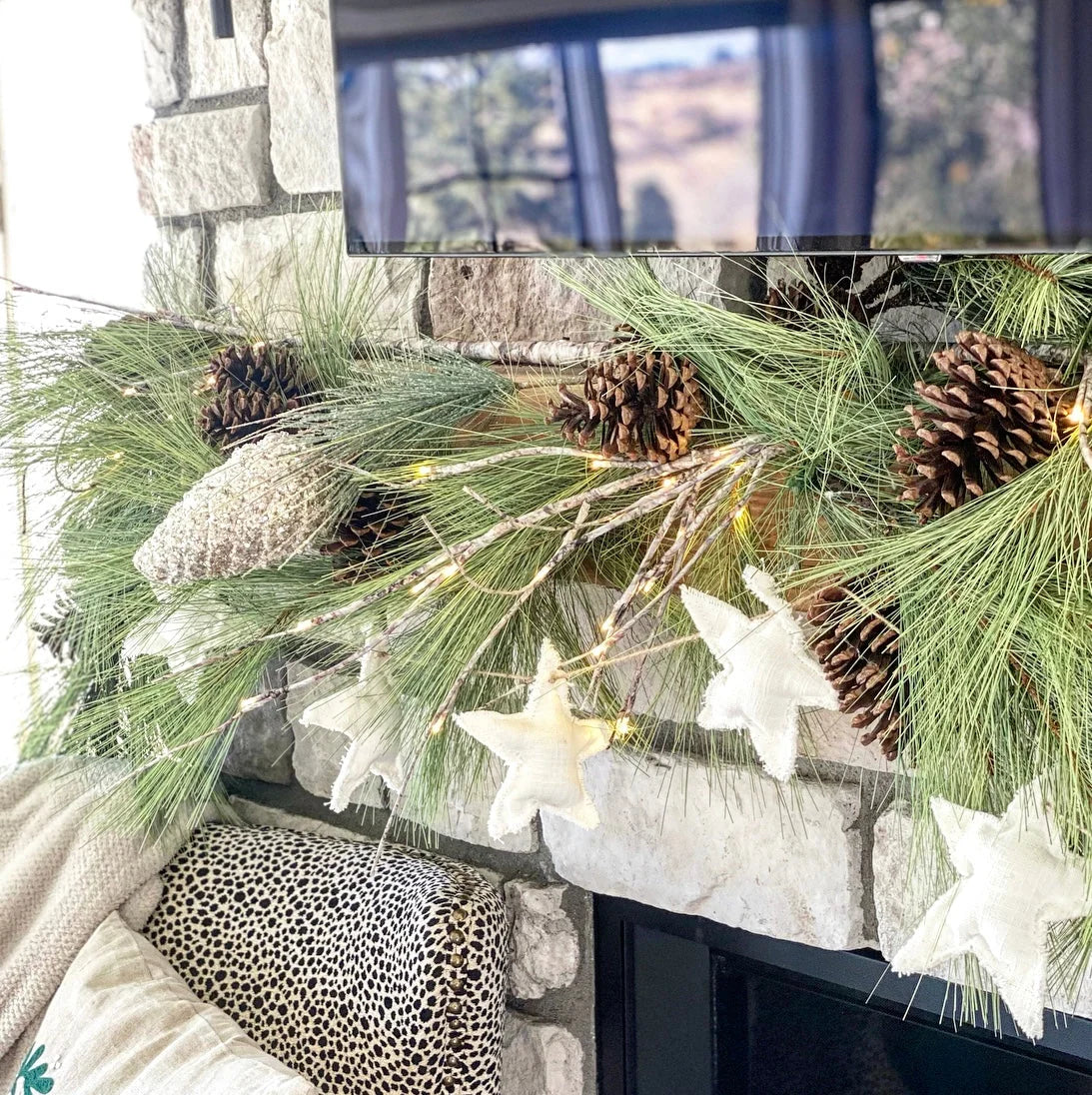 Pine Garland Long Needle 6 Foot Pinecone Accents
