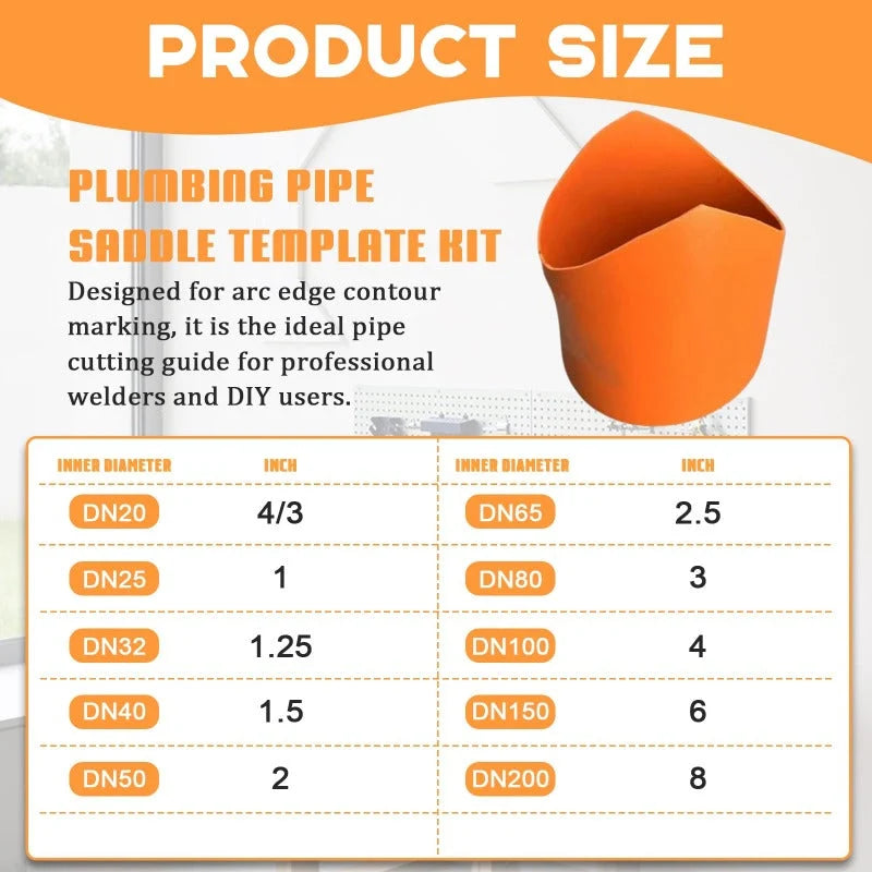 Pipe Saddle Marking Template Flexible 10-Size Set