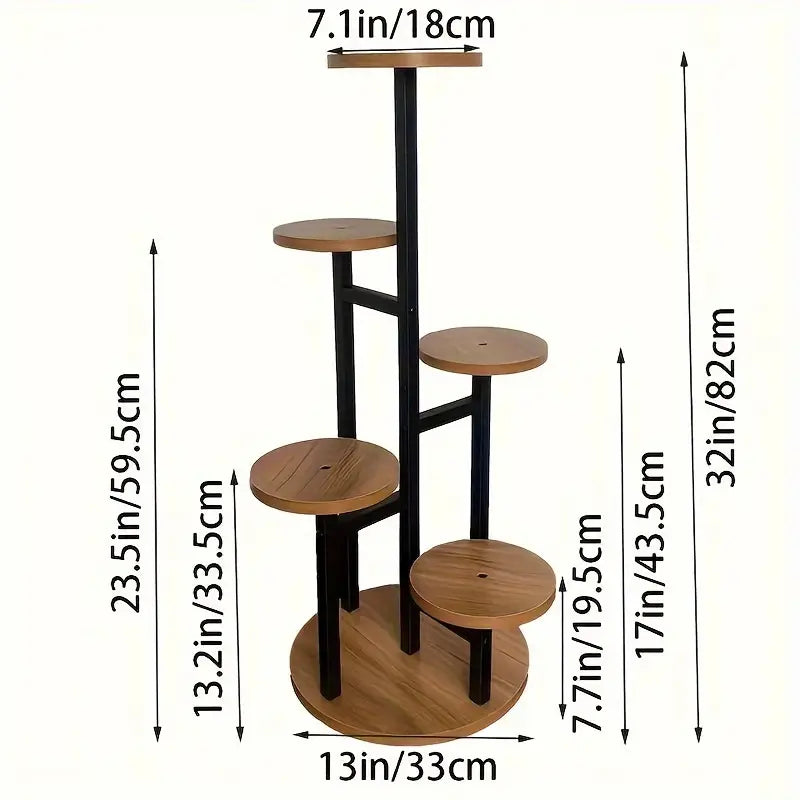 Plant Stand 6-Tier Round Stepped Timber
