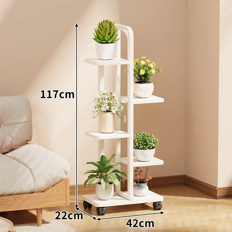 Plant Stand Rolling Multi-Tier Space-Saving