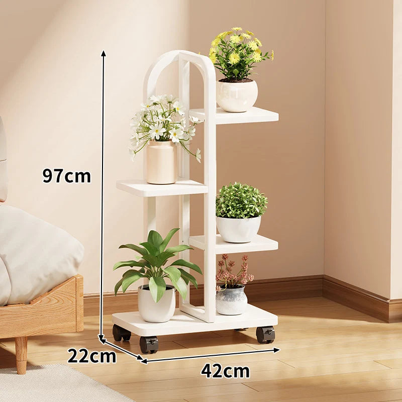 Plant Stand Rolling Multi-Tier Space-Saving