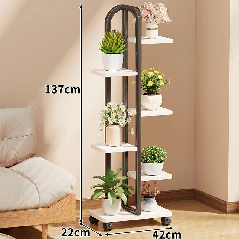Plant Stand Rolling Multi-Tier Space-Saving