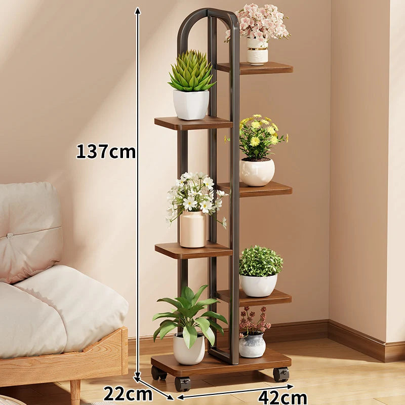 Plant Stand Rolling Multi-Tier Space-Saving