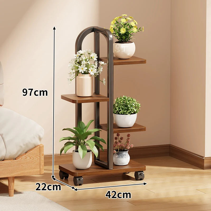 Plant Stand Rolling Multi-Tier Space-Saving