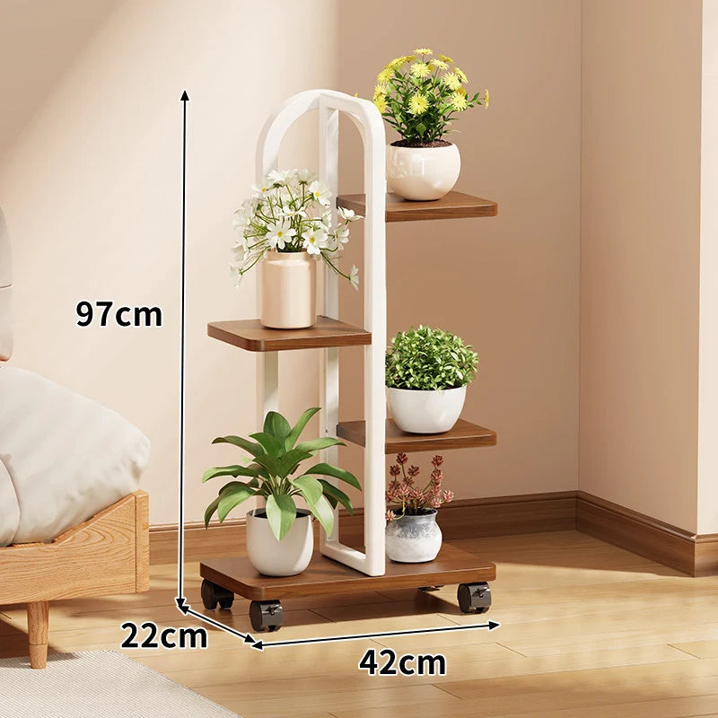 Plant Stand Rolling Multi-Tier Space-Saving