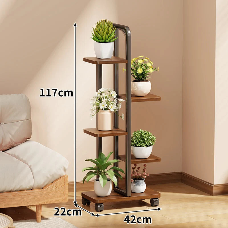 Plant Stand Rolling Multi-Tier Space-Saving