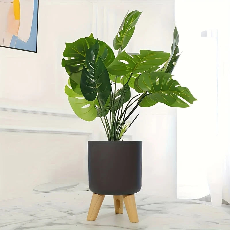 Planter Pot Matte Finish & Solid Wood Legs