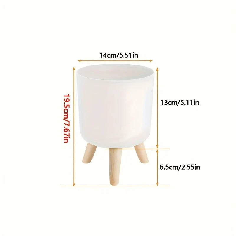 Planter Pot Matte Finish & Solid Wood Legs