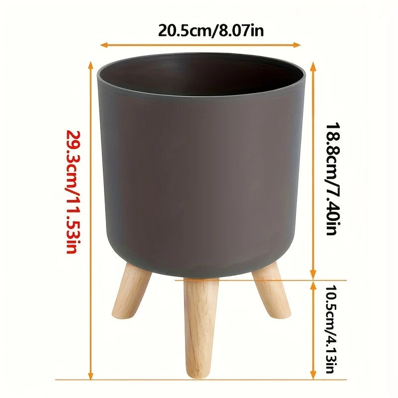 Planter Pot Matte Finish & Solid Wood Legs