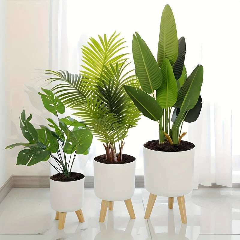 Planter Pot Matte Finish & Solid Wood Legs