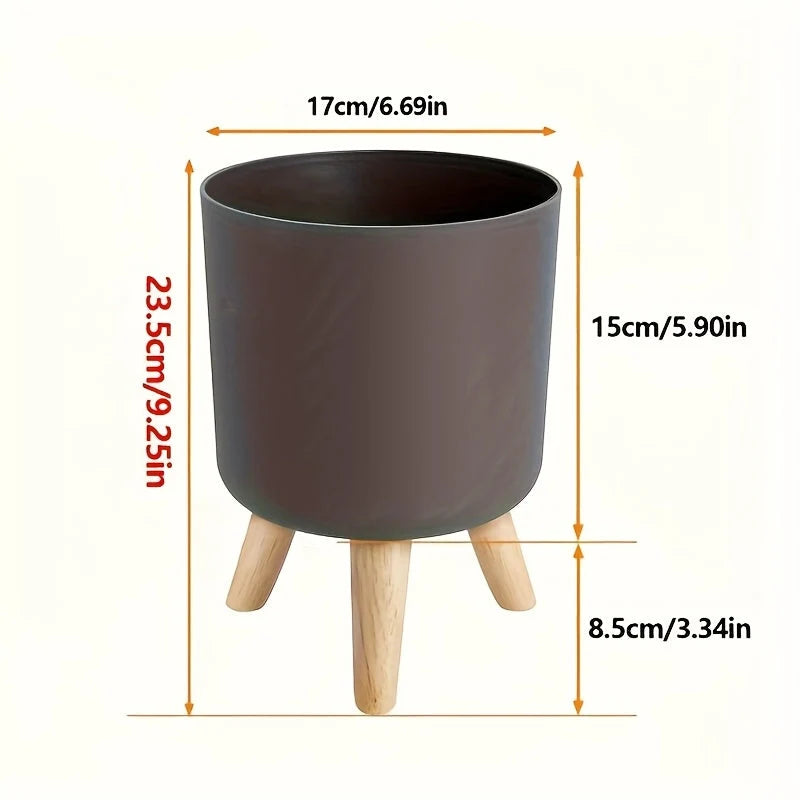 Planter Pot Matte Finish & Solid Wood Legs