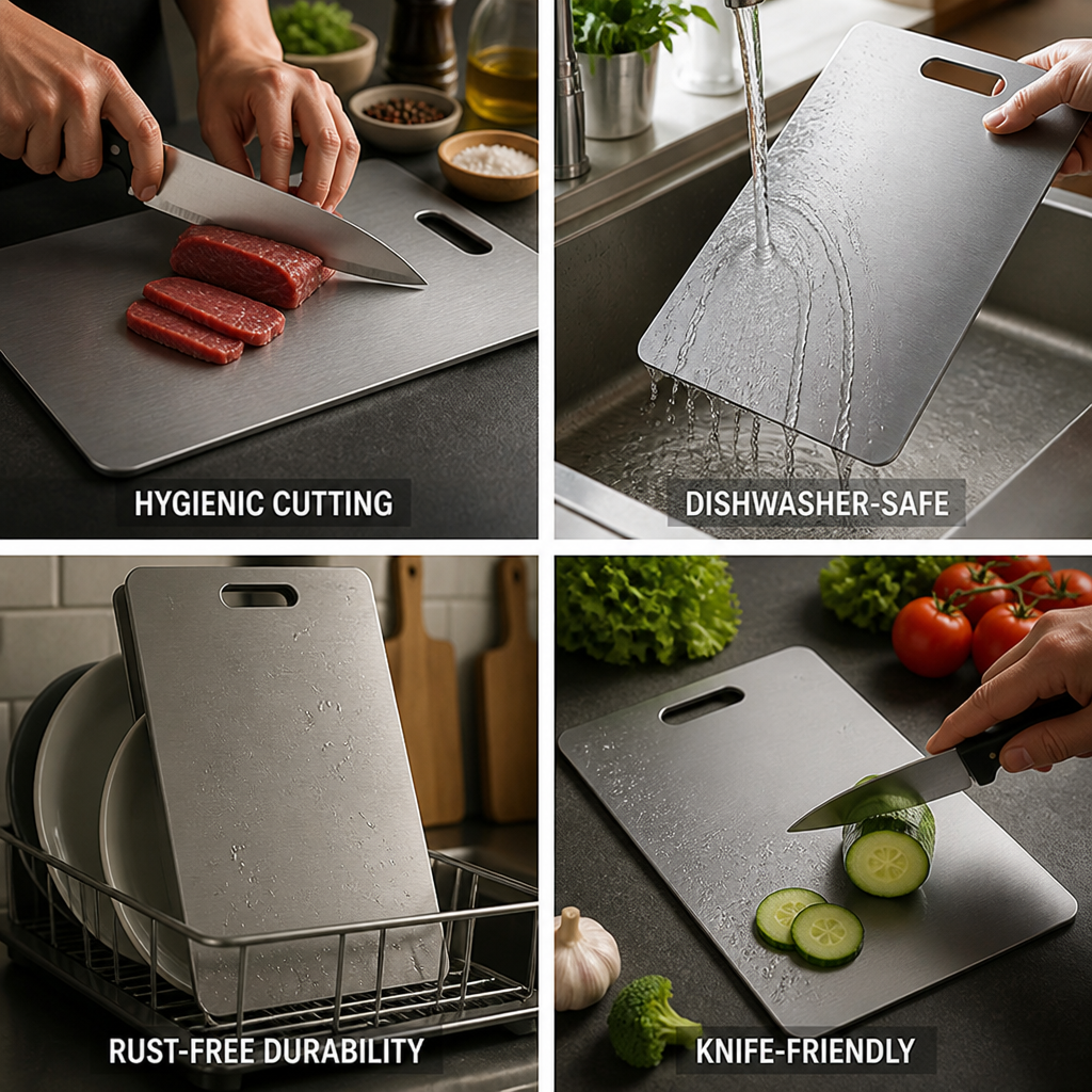 Plastic-Free Titanium Dishwasher-Safe Cutting Board