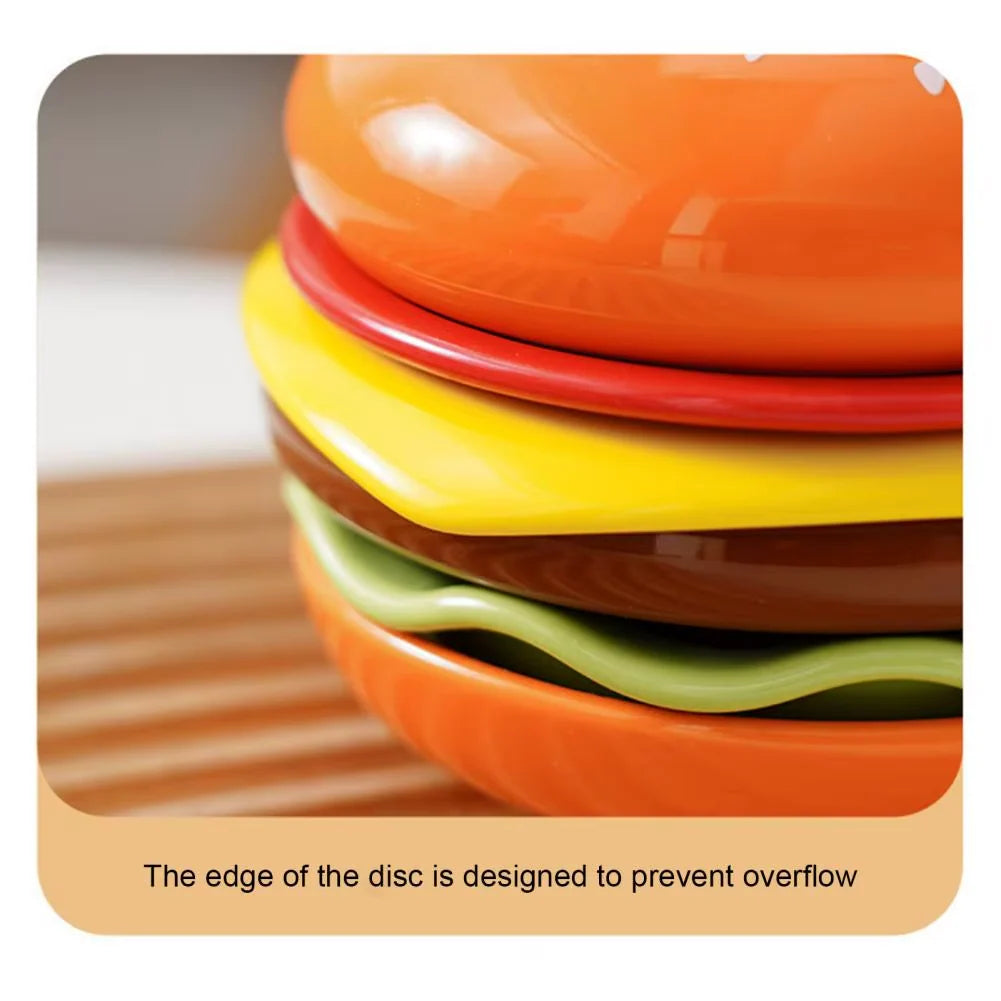 Plate Set Ceramic Hamburger-Shaped 6-Piece