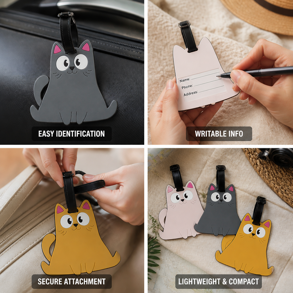 Playful Cat Luggage Tag (Writable Back)