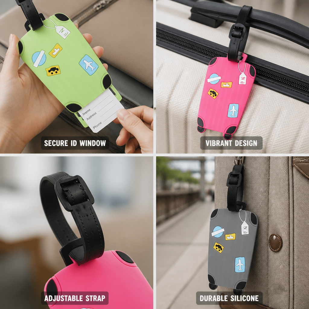 Playful Silicone Luggage Tag (Clear ID Window)