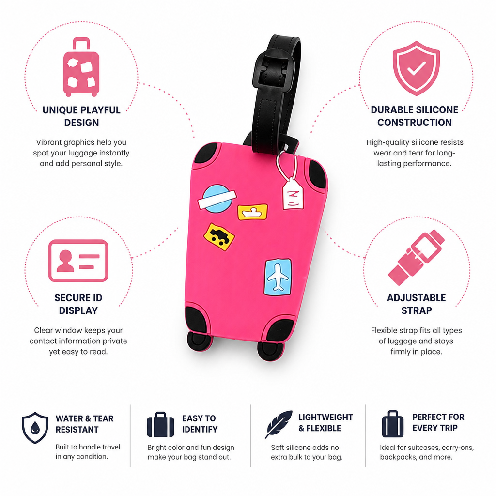 Playful Silicone Luggage Tag (Clear ID Window)