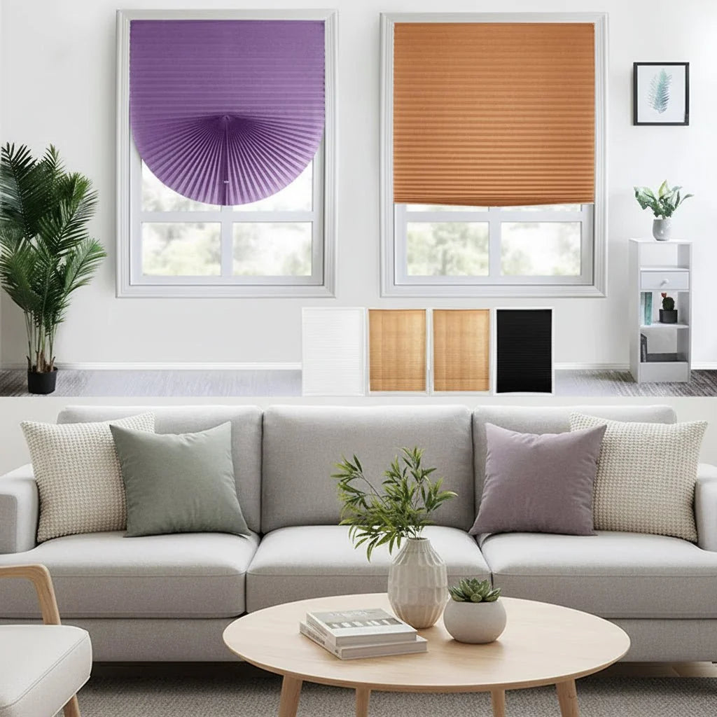 Pleated Window Blind Self-Adhesive Light Filtering Privacy