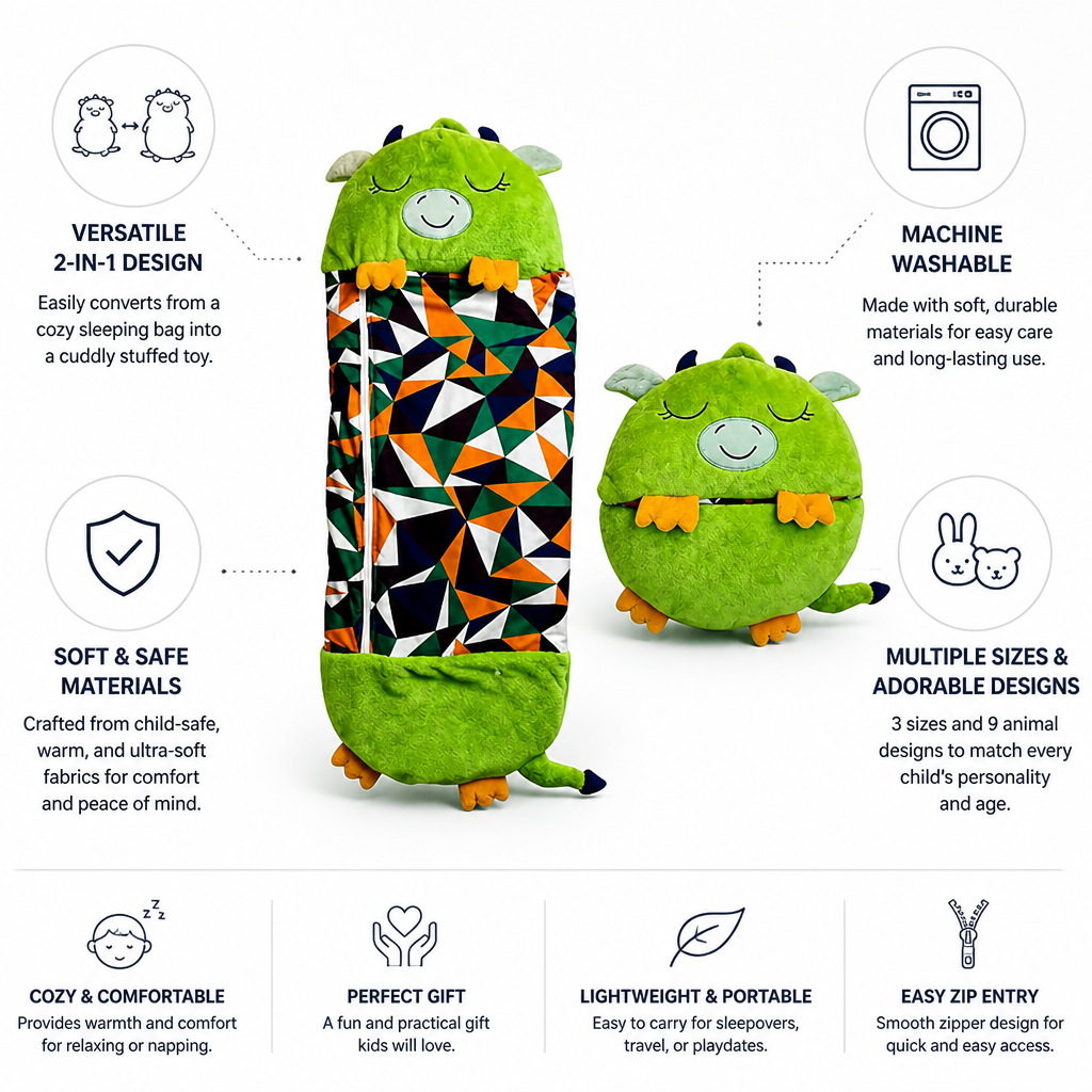 Plush 2-In-1 Kids Cuddle Bag (Machine-Washable)