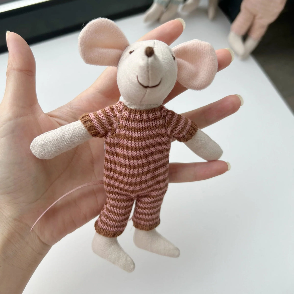 Plush Animal Doll Handcrafted Cotton-Linen Crocheted Outfit