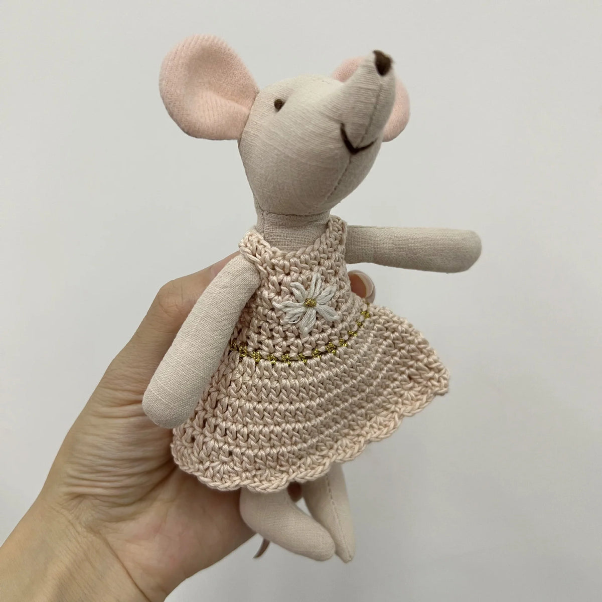 Plush Animal Doll Handcrafted Cotton-Linen Crocheted Outfit