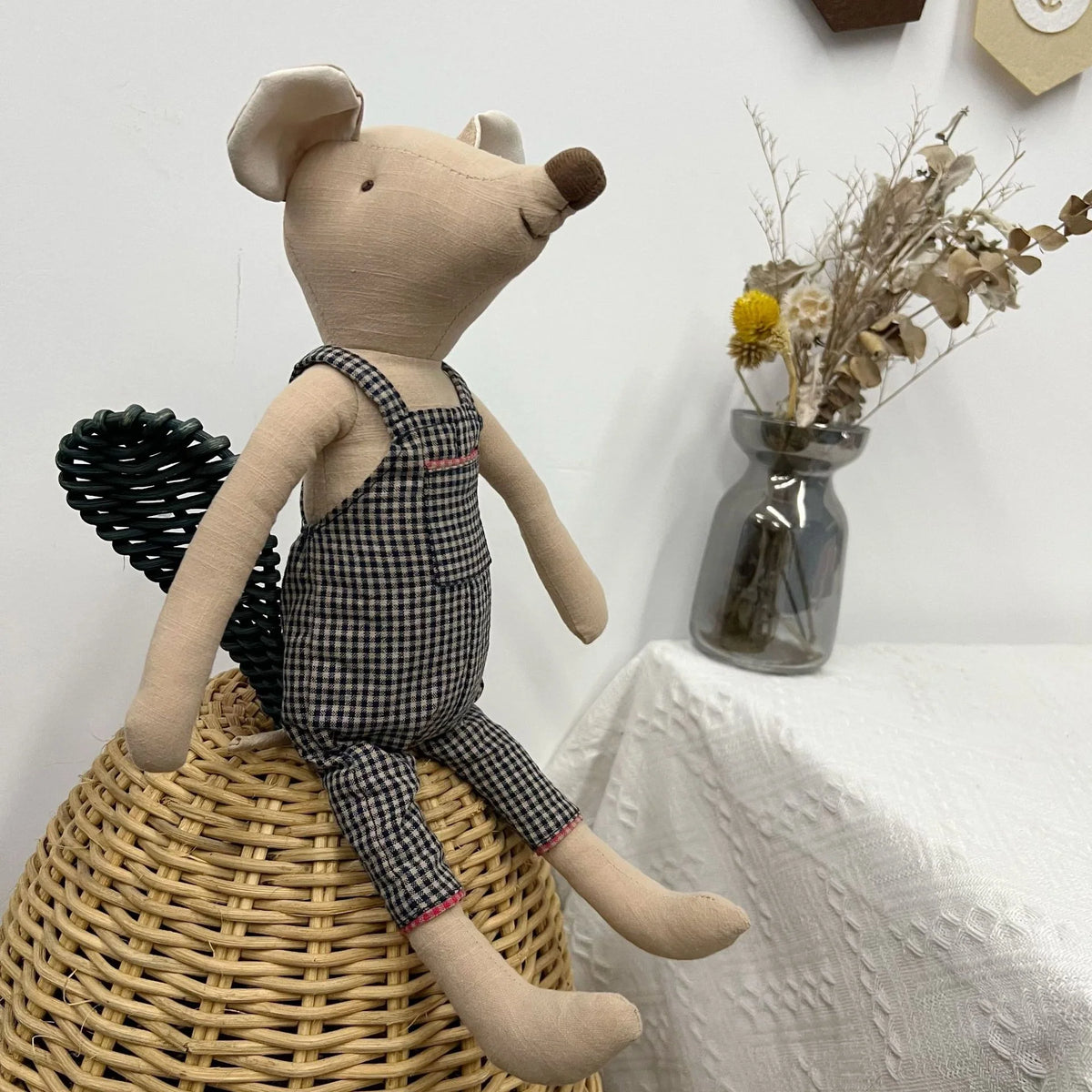 Plush Animal Doll Handcrafted Cotton-Linen Crocheted Outfit